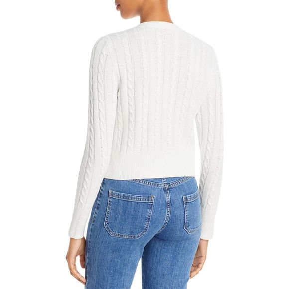 STAUD Womens Sloan White Cable Knit Toggle Cardigan Sweater Jacket NWT - Picture 2 of 2